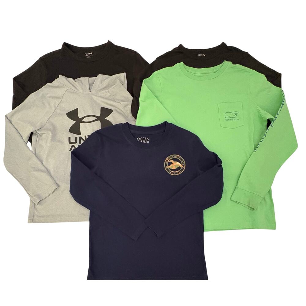Lot of 5 Boys Long Sleeve Shirts Small 8 Ocean Coast Vineyard V Under A Old Navy